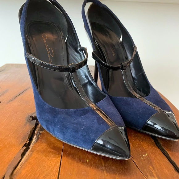 Oscar de la renta heels. Blue suede. - Picture 3 of 5